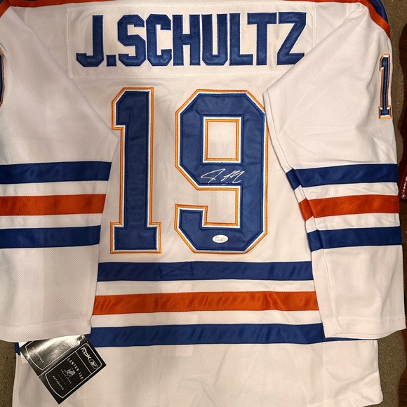 Schultz Oilers Signed Away Hockey Jersey JSA Authenticated - Picture 1 of 3